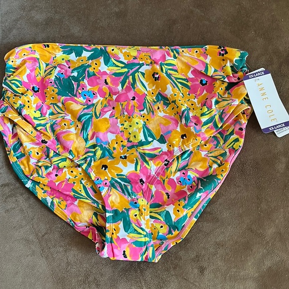 Anne Cole *NWT* Convertible High Waist Shirred Swim Bottom, Sunshine Floral - Picture 10 of 15